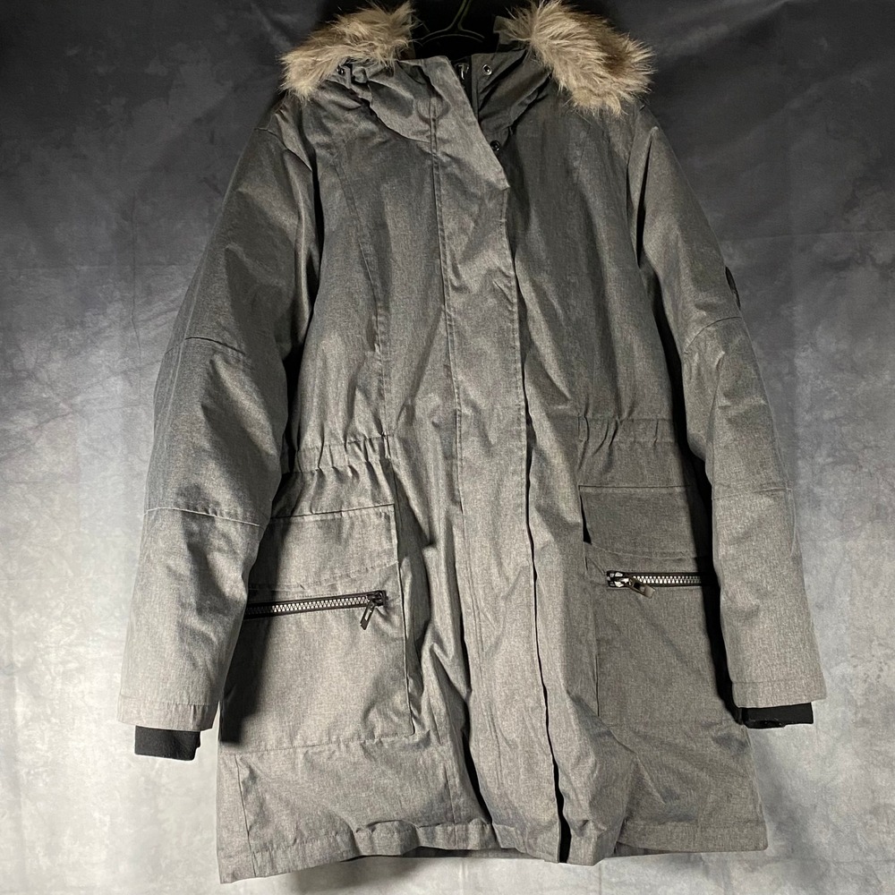 Livik Women Grey Down Filled Parka Faux Fur Hood Winter Coat Size 1X